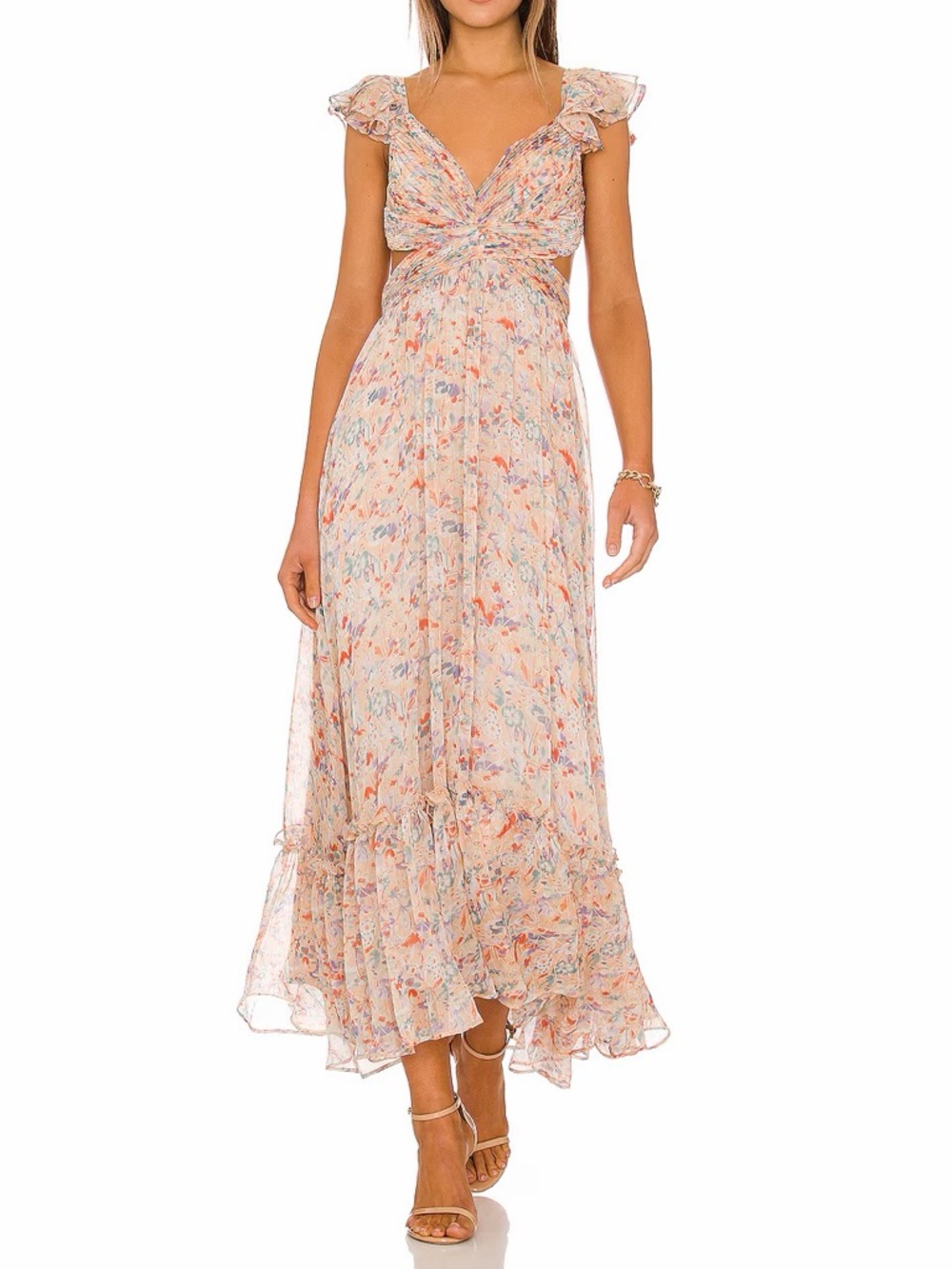 ASTR The Label *Never Worn* Primrose Dress in Peach Multi Floral